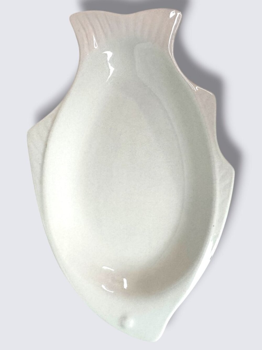 12" White Fish-Shaped Porcelain Platter By World Porcelana China Since 1847